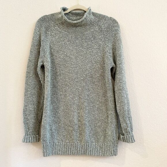L.L. Bean Sweaters - LL Bean Womens Sweater Sz Small Cream Green Marled Knit Cotton Roll Neck Preppy